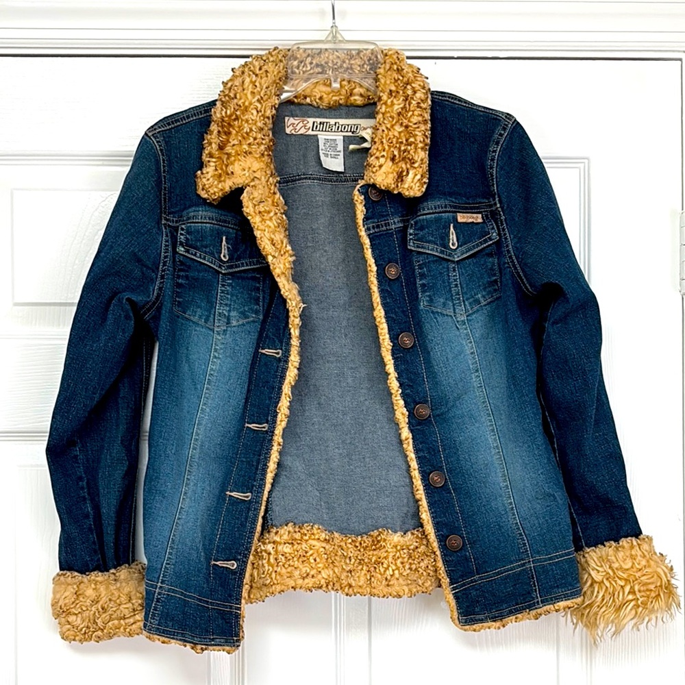 BILLABONG FAUX SHERPA JEAN JACKET SMALL